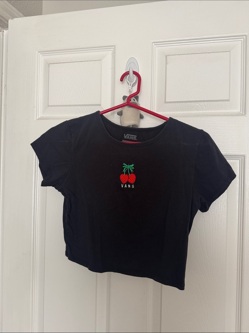 Vans Black Crop Tee with Cherry Motif